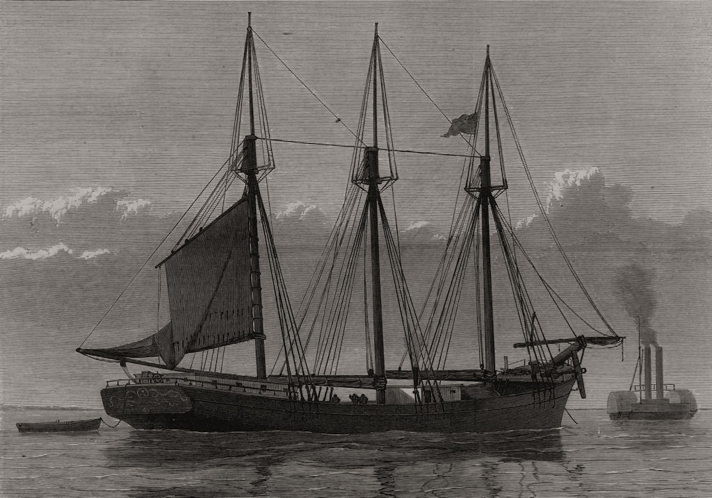 The American schooner Jefferson Borden. Mutiny 1875 old antique print picture